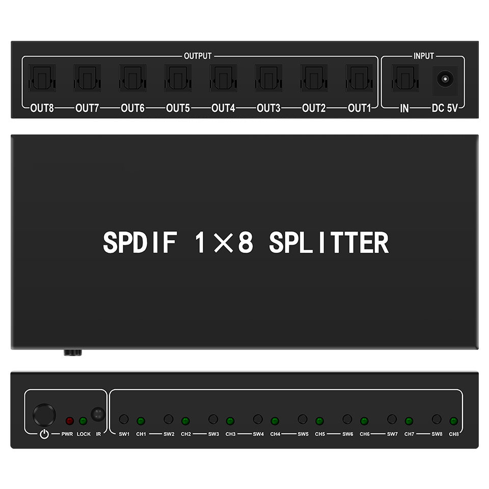 Home Cinema App - Optical Audio Splitter,1 in 8 Out