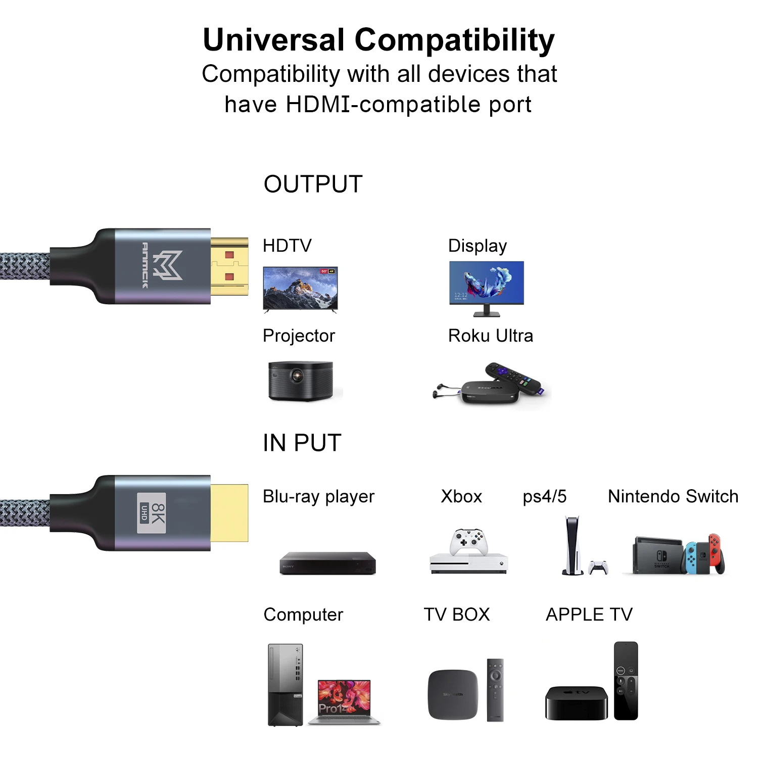 0.3m 1m 1ft HDMI Cable 2.0 Wir - Home Cinema Projector Xiaomi ulasan dan harga