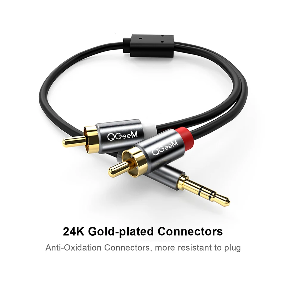 QGeeM RCA Cable 2RCA to 3.5 Au - Home Cinema App ulasan dan harga