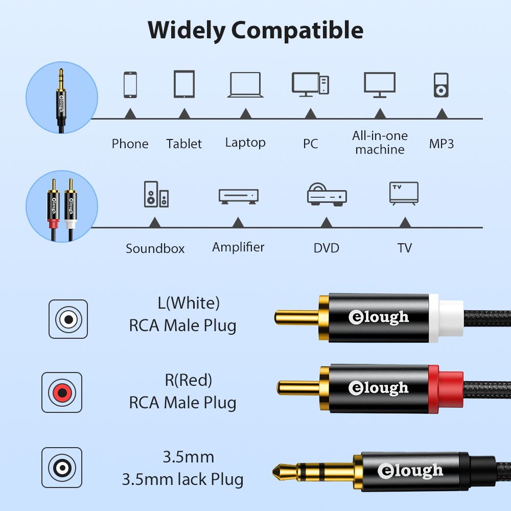 Elough RCA Cable AUX RCA Speak - Home Cinema App ulasan dan harga
