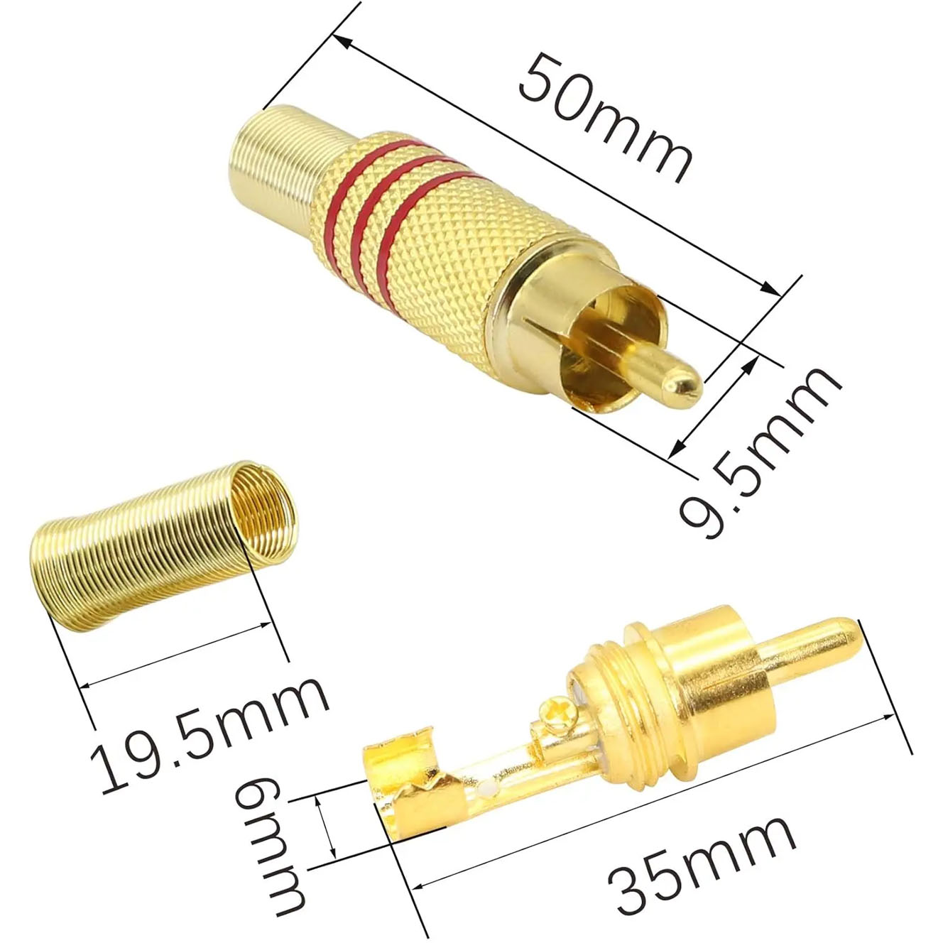 4PCS RCA Plug Gold Plated Sold - Home Cinema App ulasan dan harga